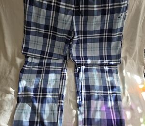 Nautica Kids Plaid Joggers in Blue and White